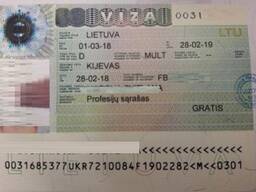 Литовская виза тип D на 1 год с регистрацией в консульстве