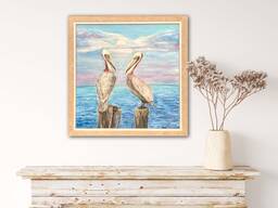 Oil painting Pelikans 47x47