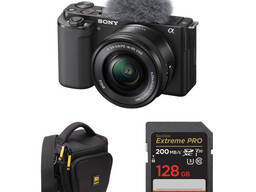 Sony ZV-E10 Mirrorless Camera with 16-50mm Lens and Basic Bundle (Black)